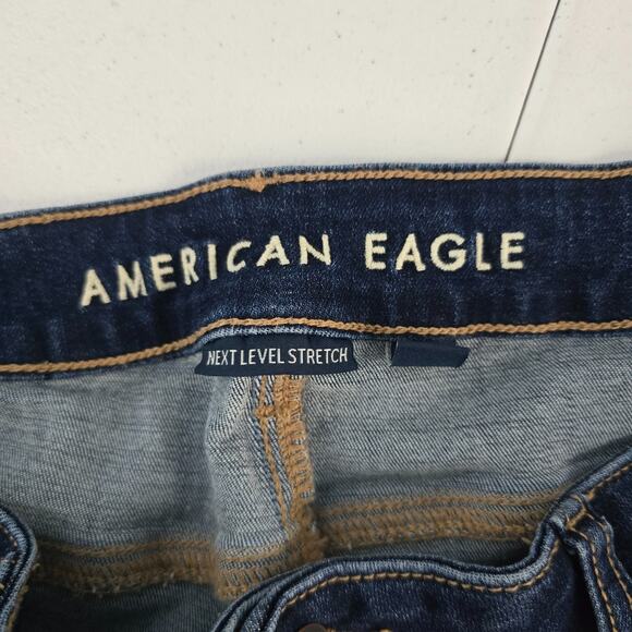 American Eagle high-rise skinny kick jeans blue denim womens next level 14 long - Picture 8 of 11